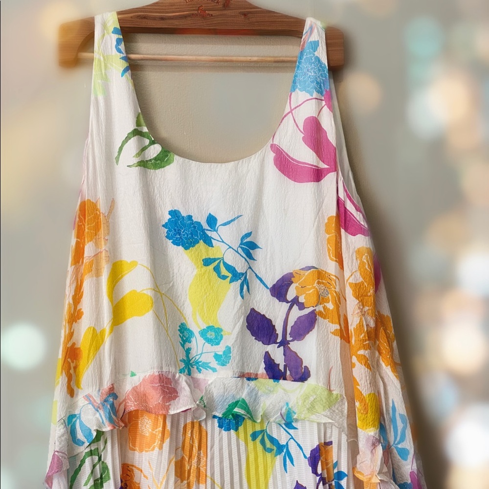 Tanya Taylor White Maxi Dress with Multicolor Floral Print